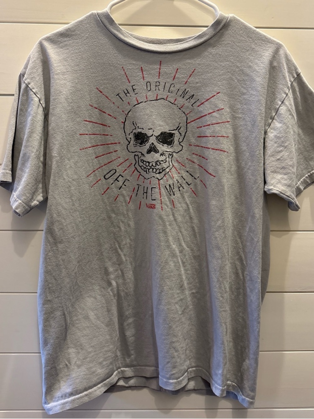 Vans Gray Skull Graphic Short Sleeve Tee Skater Alt Indie Grunge